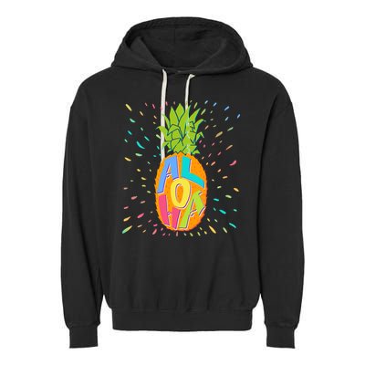 Colorful Summer Time Hawaiian Aloha Pineapple Garment-Dyed Fleece Hoodie