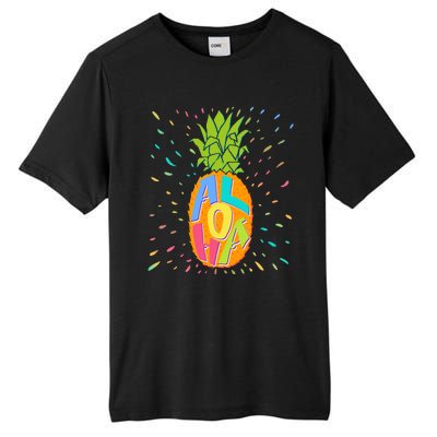 Colorful Summer Time Hawaiian Aloha Pineapple Tall Fusion ChromaSoft Performance T-Shirt