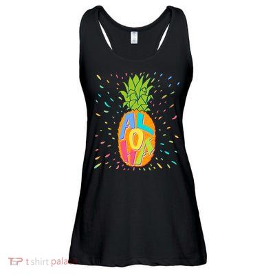 Colorful Summer Time Hawaiian Aloha Pineapple Ladies Essential Flowy Tank