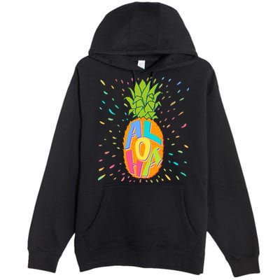 Colorful Summer Time Hawaiian Aloha Pineapple Premium Pullover Hoodie