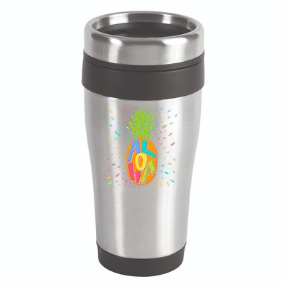 Colorful Summer Time Hawaiian Aloha Pineapple 16oz Travel Tumbler