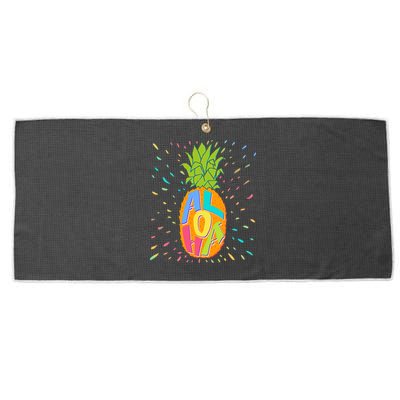 Colorful Summer Time Hawaiian Aloha Pineapple Large Microfiber Waffle Golf Towel