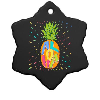 Colorful Summer Time Hawaiian Aloha Pineapple Ceramic Star Ornament