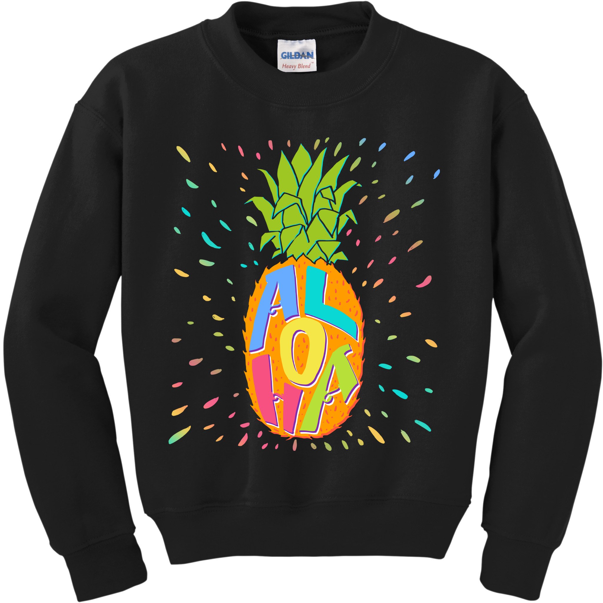 Colorful Summer Time Hawaiian Aloha Pineapple Kids Sweatshirt
