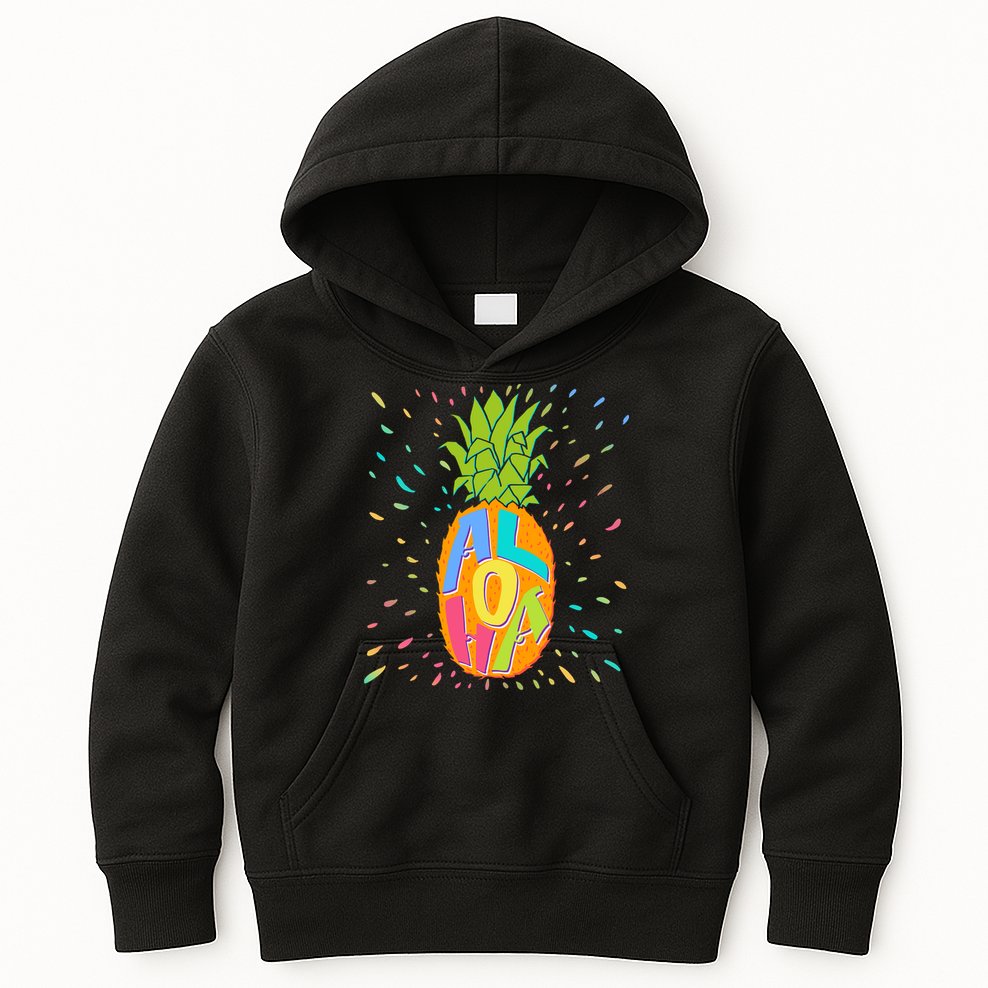Colorful Summer Time Hawaiian Aloha Pineapple Kids Hoodie