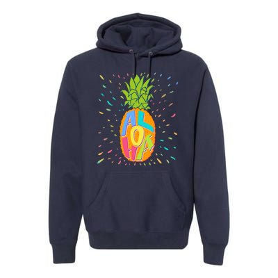 Colorful Summer Time Hawaiian Aloha Pineapple Premium Hoodie