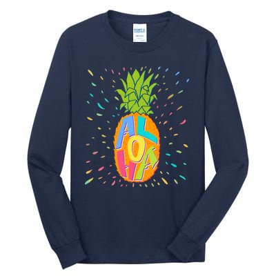 Colorful Summer Time Hawaiian Aloha Pineapple Tall Long Sleeve T-Shirt