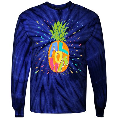 Colorful Summer Time Hawaiian Aloha Pineapple Tie-Dye Long Sleeve Shirt