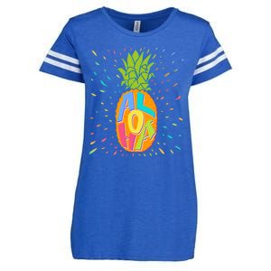 Colorful Summer Time Hawaiian Aloha Pineapple Enza Ladies Jersey Football T-Shirt