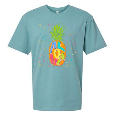 Colorful Summer Time Hawaiian Aloha Pineapple Sueded Cloud Jersey T-Shirt