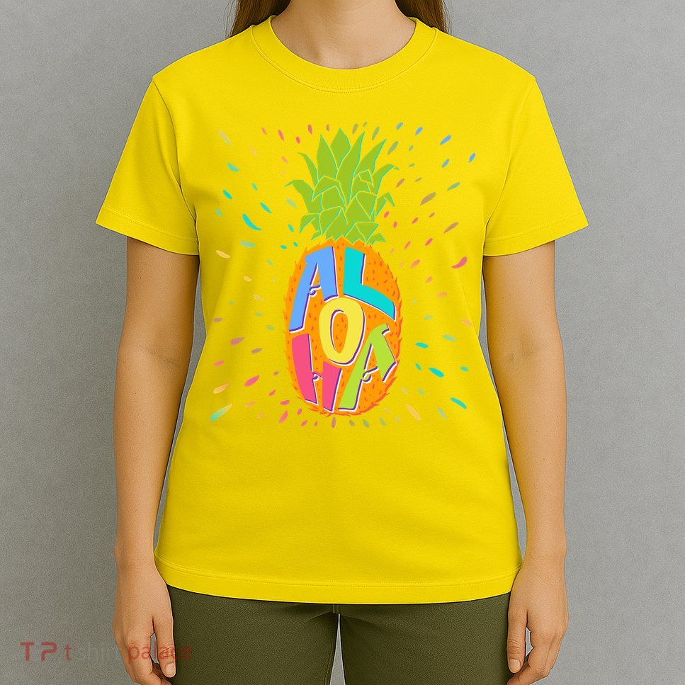 Colorful Summer Time Hawaiian Aloha Pineapple T-Shirt