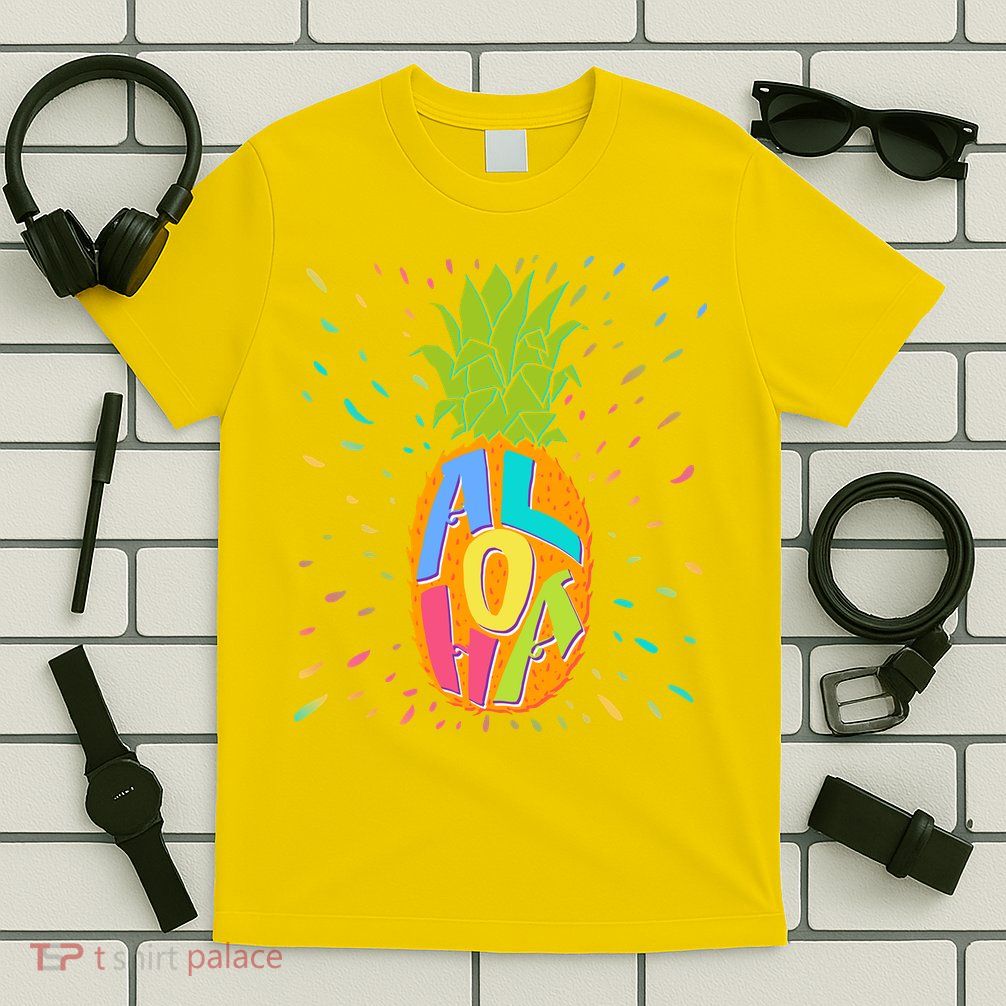 Colorful Summer Time Hawaiian Aloha Pineapple T-Shirt