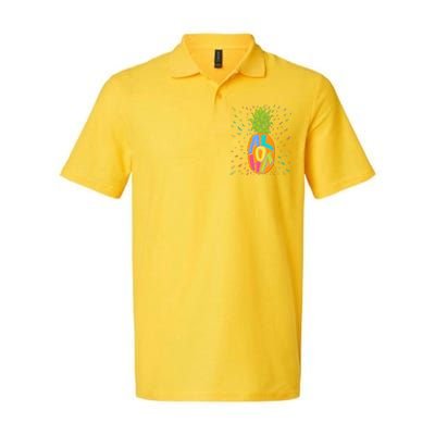 Colorful Summer Time Hawaiian Aloha Pineapple Softstyle Adult Sport Polo