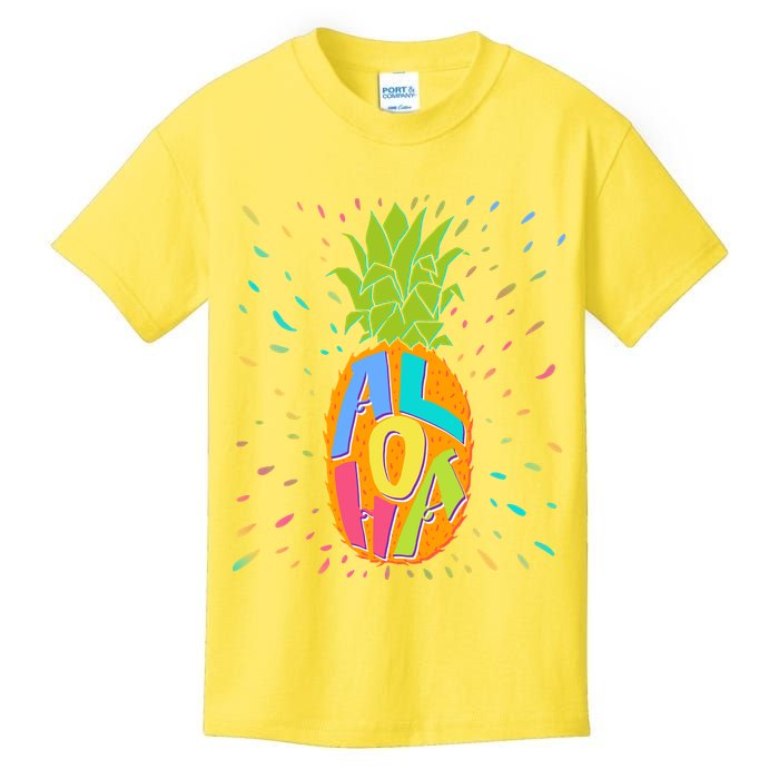 Colorful Summer Time Hawaiian Aloha Pineapple Kids T-Shirt