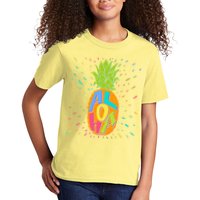 Colorful Summer Time Hawaiian Aloha Pineapple Kids T-Shirt