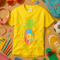 Colorful Summer Time Hawaiian Aloha Pineapple Kids T-Shirt