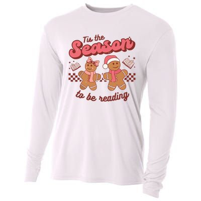 Christmas School Teacher Retro Librarian Groovy Xmas Books Cooling Performance Long Sleeve Crew