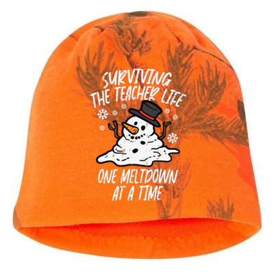 Christmas Surviving Teacher Life Meltdown Xmas Women Kati - Camo Knit Beanie