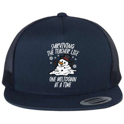 Christmas Surviving Teacher Life Meltdown Xmas Women Flat Bill Trucker Hat