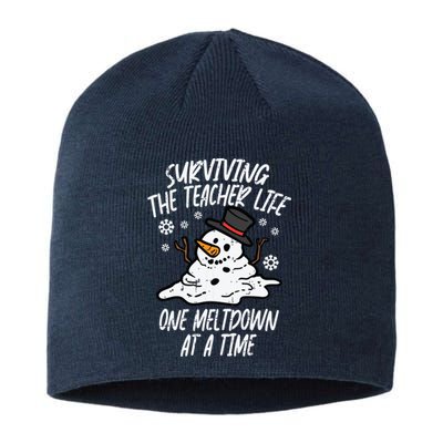 Christmas Surviving Teacher Life Meltdown Xmas Women Sustainable Beanie