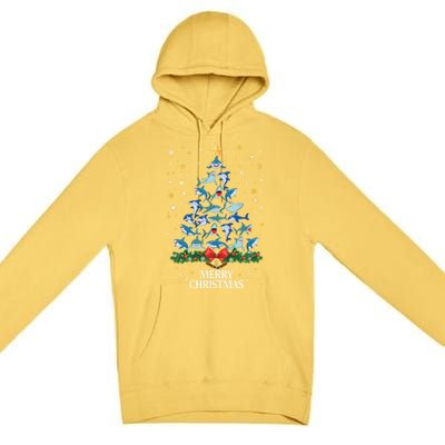 Christmas Shark Tree Design For Boys Girls Shark Xmas Gift Premium Pullover Hoodie