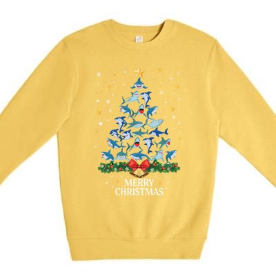 Christmas Shark Tree Design For Boys Girls Shark Xmas Gift Premium Crewneck Sweatshirt