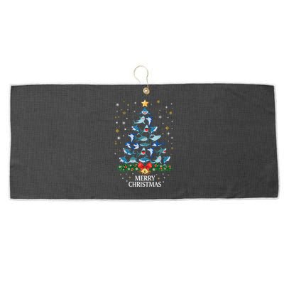 Christmas Shark Tree Design For Boys Girls Shark Xmas Gift Large Microfiber Waffle Golf Towel