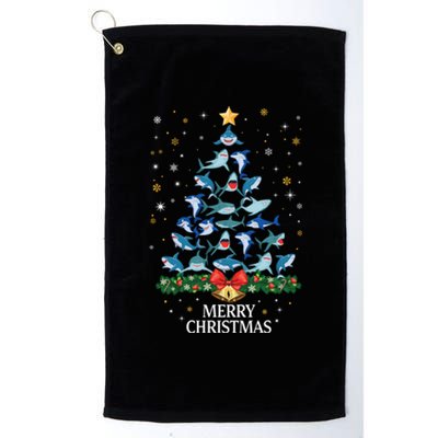 Christmas Shark Tree Design For Boys Girls Shark Xmas Gift Platinum Collection Golf Towel