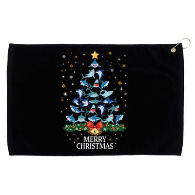 Christmas Shark Tree Design For Boys Girls Shark Xmas Gift Grommeted Golf Towel