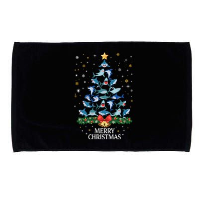 Christmas Shark Tree Design For Boys Girls Shark Xmas Gift Microfiber Hand Towel