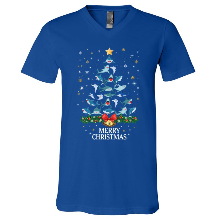 Christmas Shark Tree Design For Boys Girls Shark Xmas Gift V-Neck T-Shirt