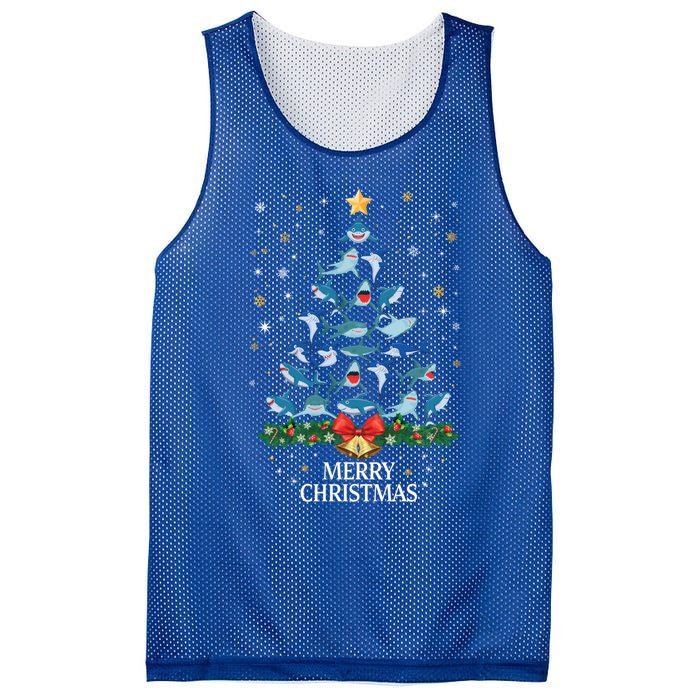 Christmas Shark Tree Design For Boys Girls Shark Xmas Gift Mesh Reversible Basketball Jersey Tank