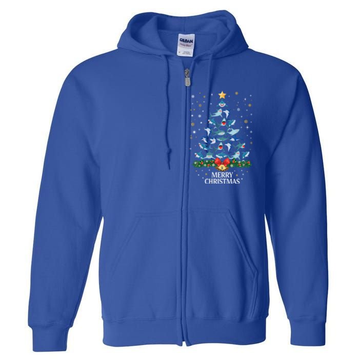 Christmas Shark Tree Design For Boys Girls Shark Xmas Gift Full Zip Hoodie