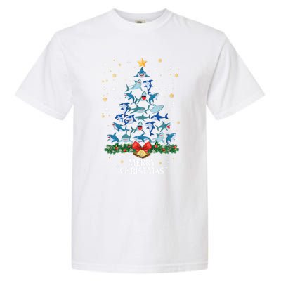 Christmas Shark Tree Design For Boys Girls Shark Xmas Gift Garment-Dyed Heavyweight T-Shirt