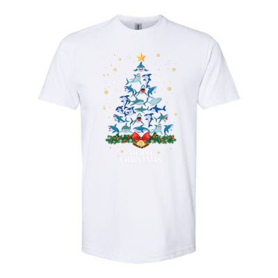 Christmas Shark Tree Design For Boys Girls Shark Xmas Gift Softstyle CVC T-Shirt