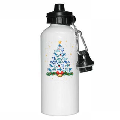 Christmas Shark Tree Design For Boys Girls Shark Xmas Gift Aluminum Water Bottle