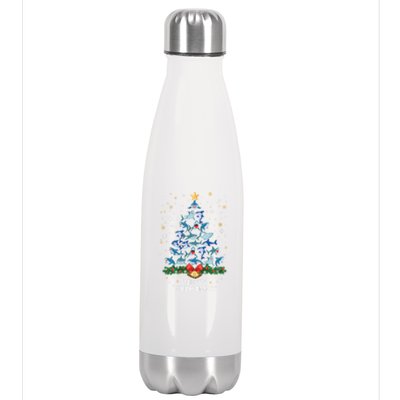 Christmas Shark Tree Design For Boys Girls Shark Xmas Gift Stainless Steel Insulated Water Bottle