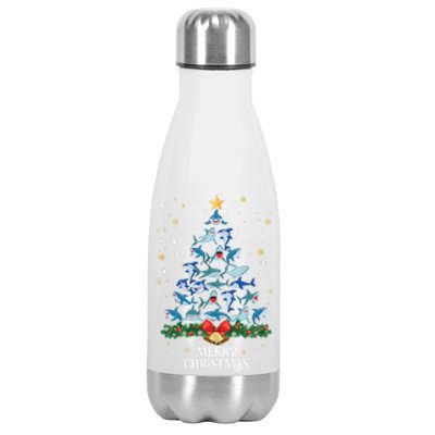 Christmas Shark Tree Design For Boys Girls Shark Xmas Gift Stainless Steel Insulated Water Bottle