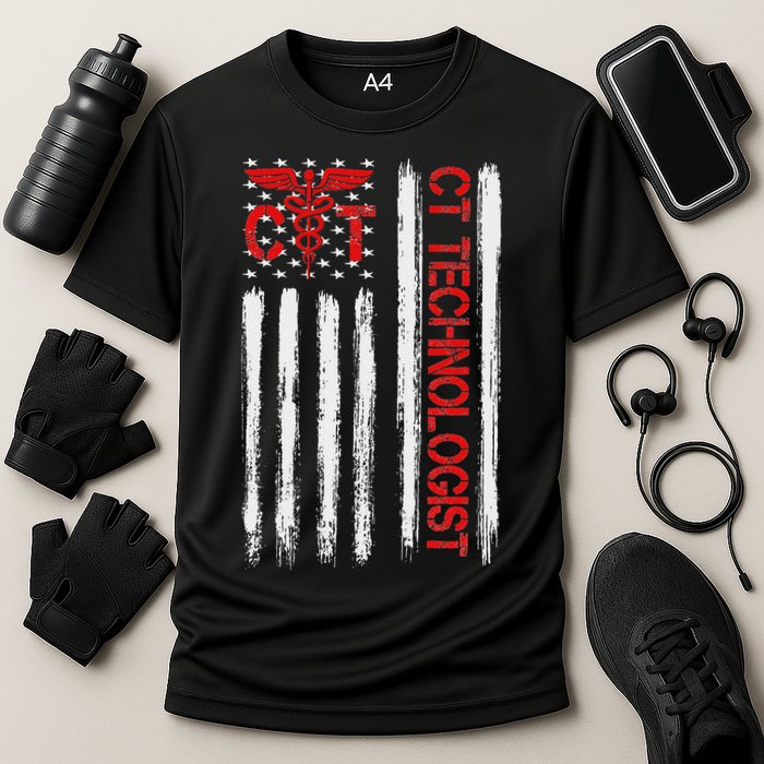 Ct Scan Technologist American Flag Patriotic Radiology Cooling Performance Crew T-Shirt