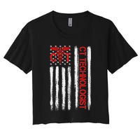 Ct Scan Technologist American Flag Patriotic Radiology Women's Crop Top Tee
