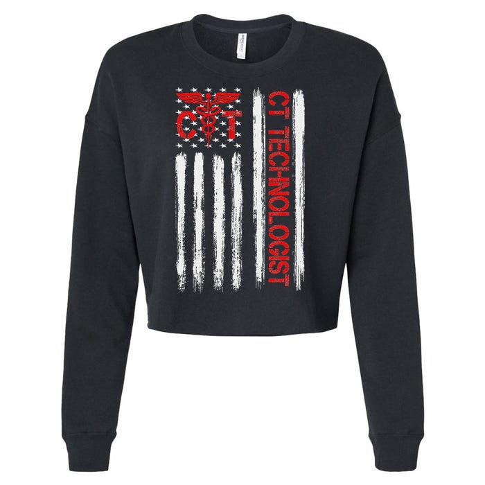 Ct Scan Technologist American Flag Patriotic Radiology Cropped Pullover Crew