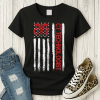Ct Scan Technologist American Flag Patriotic Radiology Womens T-Shirt