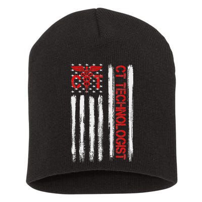 Ct Scan Technologist American Flag Patriotic Radiology Short Acrylic Beanie