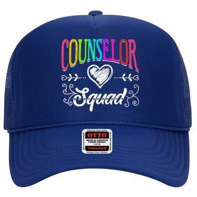 Counselor Squad Teacher Back To School High Crown Mesh Back Trucker Hat