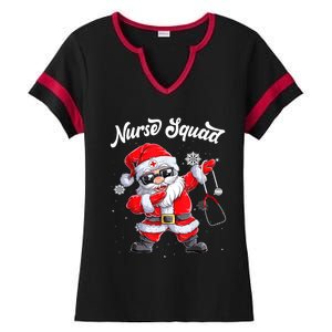 Christmas Scrub Tops Dabbing Santa Scrubs Nurse Squad Gift Ladies Halftime Notch Neck Tee