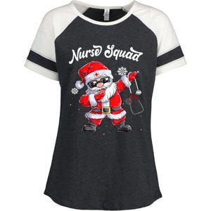 Christmas Scrub Tops Dabbing Santa Scrubs Nurse Squad Gift Enza Ladies Jersey Colorblock Tee