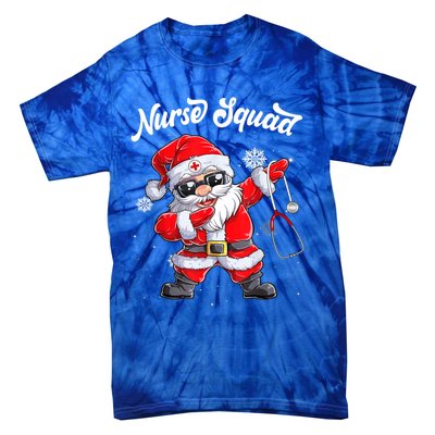 Christmas Scrub Tops Dabbing Santa Scrubs Nurse Squad Gift Tie-Dye T-Shirt