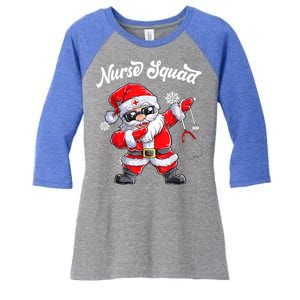 Christmas Scrub Tops Dabbing Santa Scrubs Nurse Squad Gift Women's Tri-Blend 3/4-Sleeve Raglan Shirt