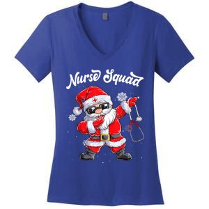 Christmas Scrub Tops Dabbing Santa Scrubs Nurse Squad Gift Women's V-Neck T-Shirt