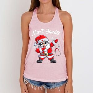 Christmas Scrub Tops Dabbing Santa Scrubs Nurse Squad Gift Women's Knotted Racerback Tank